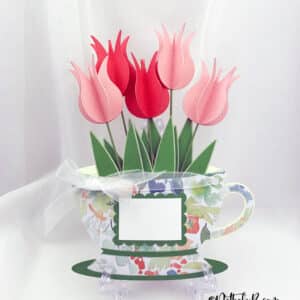 Carte d'Anniversaire 3D Bouquet de Tulipes SVG